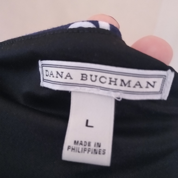 Dana Buchman Waist knot Sleeveless Dress, Blues/White/Peach, Size Large - Picture 3 of 12